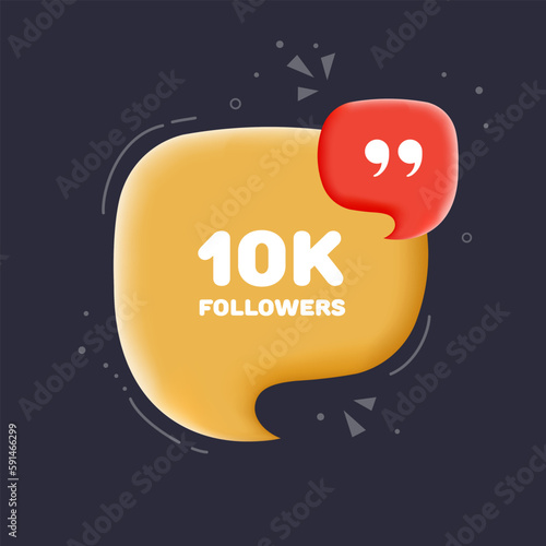 10k followers. Flat, orange, 10k followers banner. vector illustration.