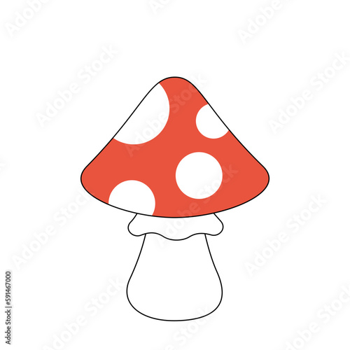 Retro groovy trippy mushroom design. Hippie psychedelic fly agaric fungus. Vintage cartoon hallucinogenic fantasy amanita. Trendy y2k pop culture isolated vector eps element. Ready for use