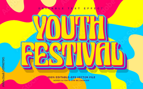 Youth festival, groovy quote editable text effect template