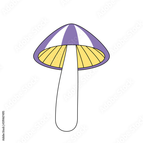 Retro groovy trippy mushroom. Hippie psychedelic fly agaric fungus. Vintage cartoon hallucinogenic fantasy amanita or toadstool. Trendy y2k pop culture isolated vector eps element. Ready for use