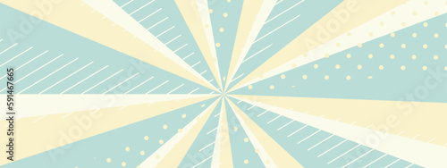 かわいいドットのサンバースト・集中線・放射線　横　ワイド　横長