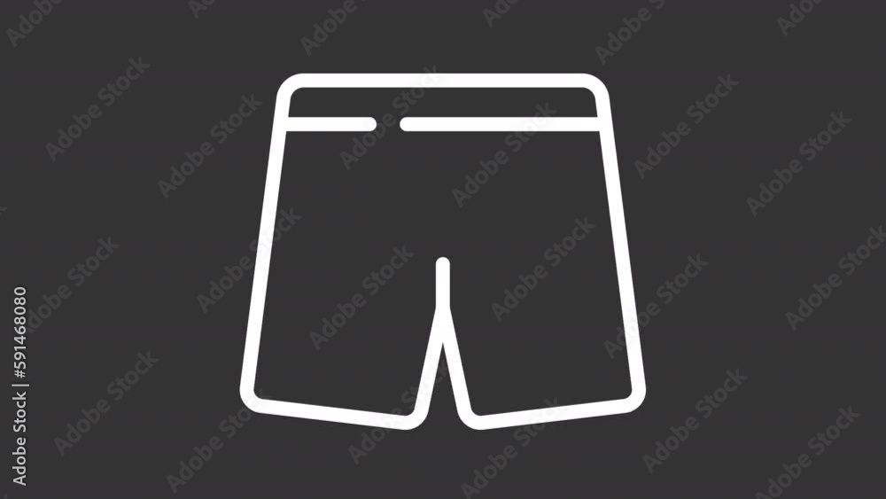 Animated white line male swimsuit. Floating object. Trunks for swimming. Summertime vacation. Loop HD video with chroma key, alpha channel on transparent background, black solid background Animated white line male swimsuit. Floating object. Trunks for swimming. Summertime vacation. Loop HD video with chroma key, alpha channel on transparent background, black solid background
