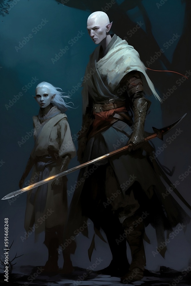 Naklejka premium elf assassin's character illustration