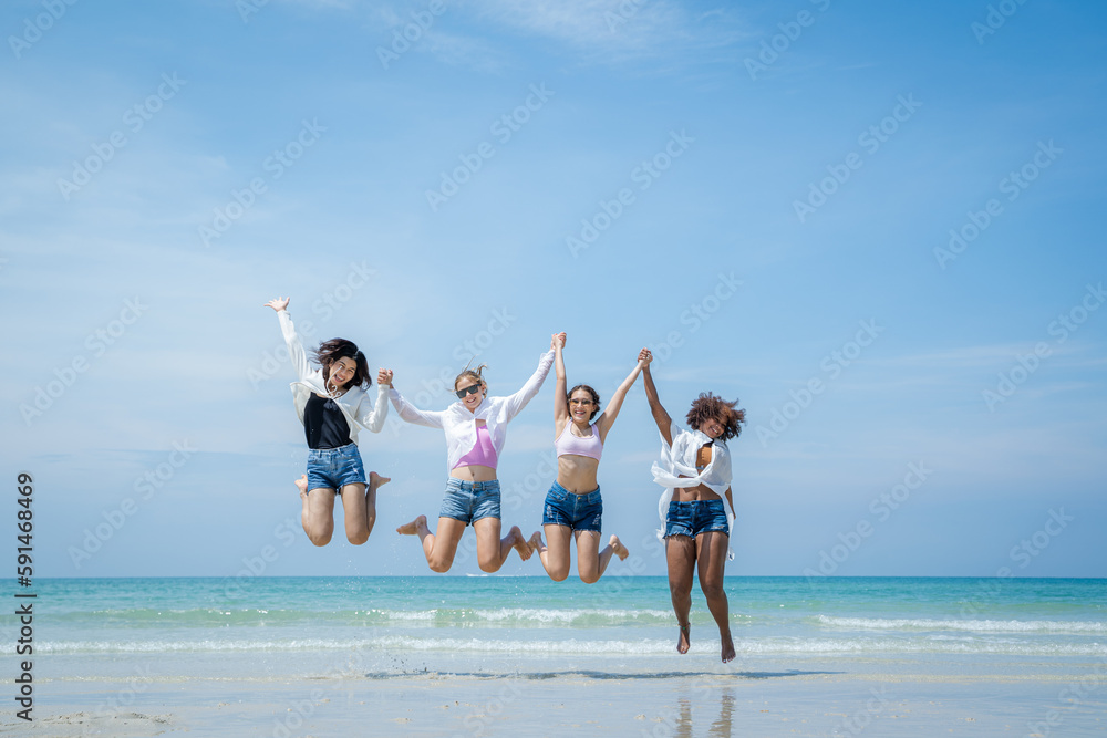 Group of happy friends having fun at ocean beach,Summer vacation. Group of happy friends having fun at ocean beach,Summer vacation.