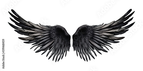 Black wings isolated on transparent background - Generative AI