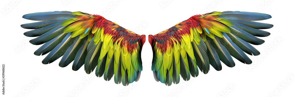 Obraz premium Parrot wings isolated on transparent background - Generative AI