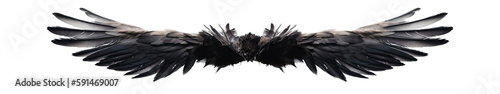 Black wings isolated on transparent background - Generative AI