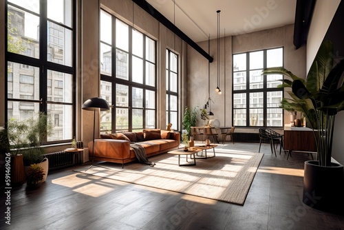 An modern and spacious loft apartment - generative AI