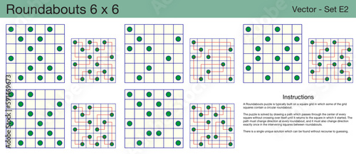 5 Roundabouts 6 x 6 Puzzles. A set of scalable puzzles for kids and adults, which are ready for web use or to be compiled into a standard or large print activity book.