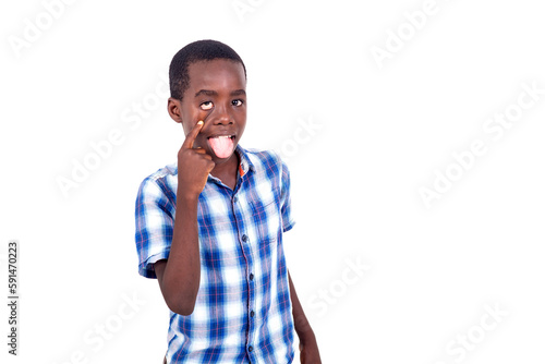 young boy making funny faces. photo