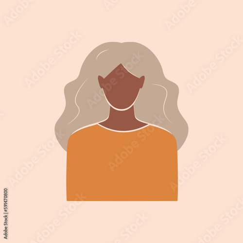 Faceless female avatar. African woman vector illustration. EPS 10