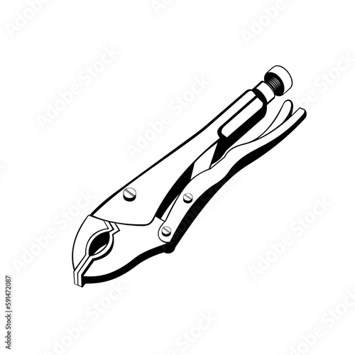 vector illustration of Curved Jaw Locking Pliers