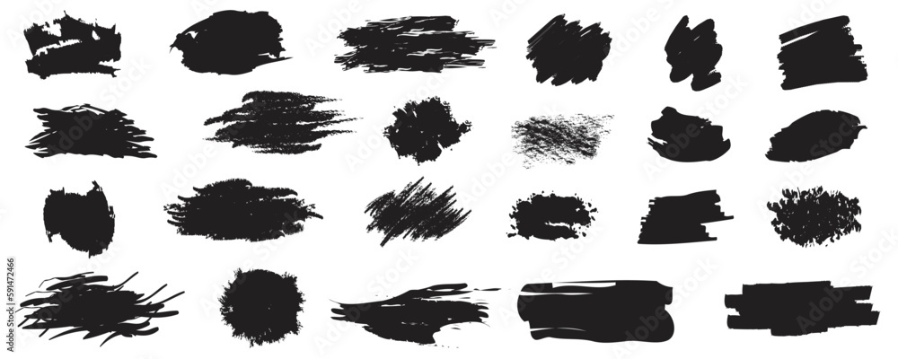 Vector black paint, ink brush stroke, brush, line or texture. Dirty artistic design elements, boxes, frames for text. Vector black paint, ink brush stroke, brush, line or texture. Dirty artistic design elements, boxes, frames for text.