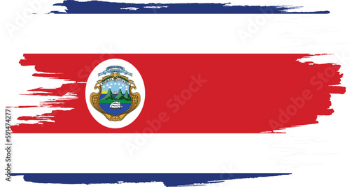 Brush stroke flag of COSTA RICA photo