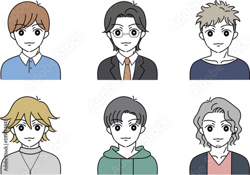 若い男性たち　イラスト　セット