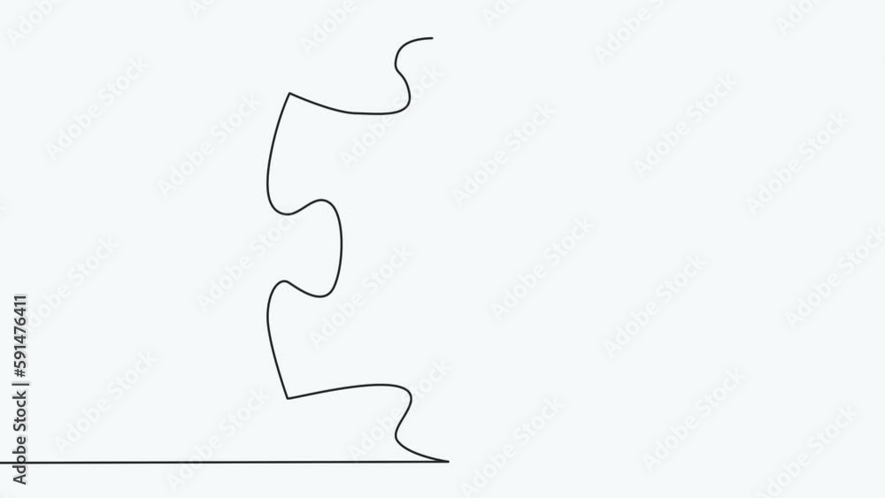 connected puzzle pieces of one continuous line drawn. Jigsaw puzzle element. 4K animation connected puzzle pieces of one continuous line drawn. Jigsaw puzzle element. 4K animation