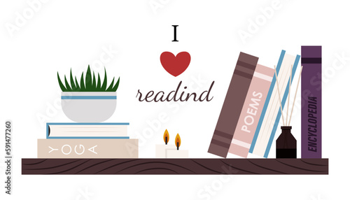 Reading emblems. Bookstore, library icon. Science literature, dictionary. Study books pile. Studies symbol.