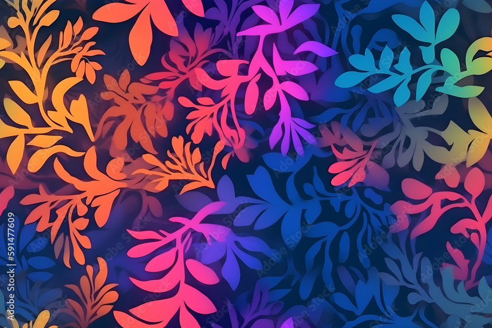 Floral pattern. Seamless pattern with decorative flowers and plants. AI Floral pattern. Seamless pattern with decorative flowers and plants. AI