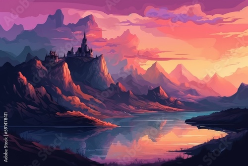 Mystical Dreamy Landscape Illustration