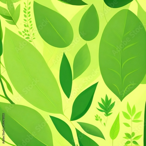 Green Leaves Illustration. Generative AI