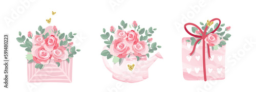 Lovely hand drawn Mother's Day doodles, watercolor effect - great for print products, cards, wallpapers, banners - vector design