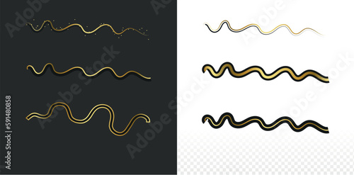 Curvy gold abstract lines with black outline decoration photo
