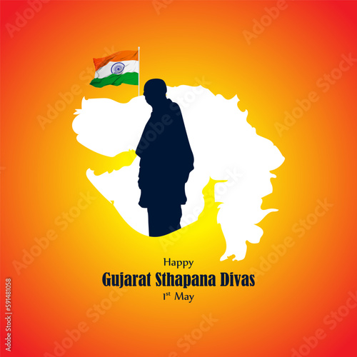 Vector illustration of Happy Gujarat Day greeting photo