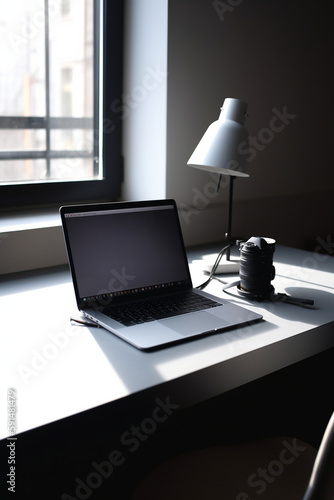 Sleek Laptop on a Minimalist Desk: The Perfect Setup for Modern Professionals