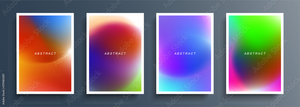 Set of abstract blurred multi colored backgrounds with color gradients. Blurred color graphic templates collection for posters, flyers and covers. Vector illustration. Set of abstract blurred multi colored backgrounds with color gradients. Blurred color graphic templates collection for posters, flyers and covers. Vector illustration.