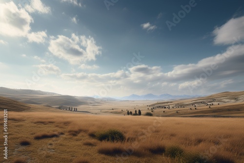 A minimalist landscape with a vast  open plain  Generative AI