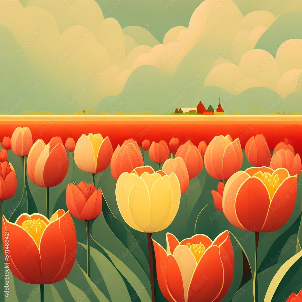 Tulip Field. Generative AI