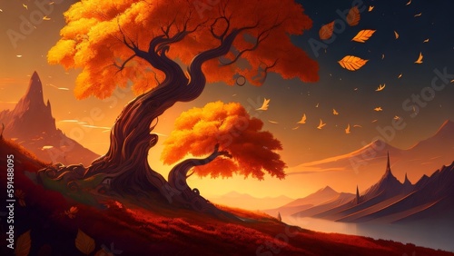 Autumn Tree. Generative AI