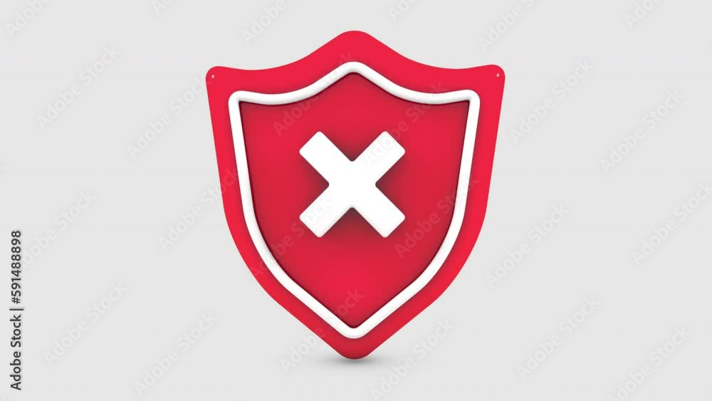 3D animation of Shield with decline icon 3D animation of Shield with decline icon