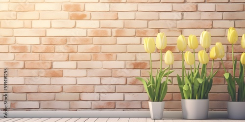 "Sun-kissed Tulip on Pastel Yellow Wall" / Background Design / AI Generated Artwork