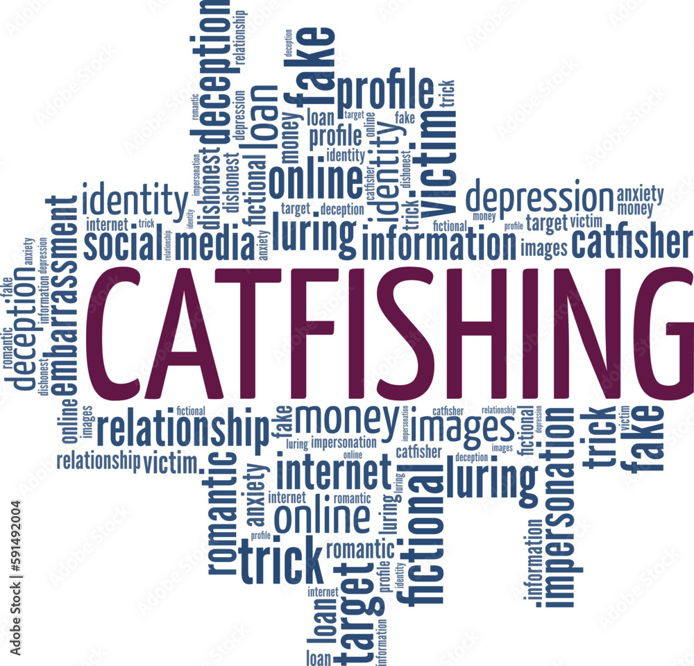 Fototapeta premium Catfishing word cloud conceptual design isolated on white background.