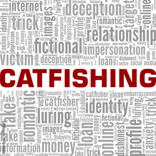 Catfishing word cloud conceptual design isolated on white background.