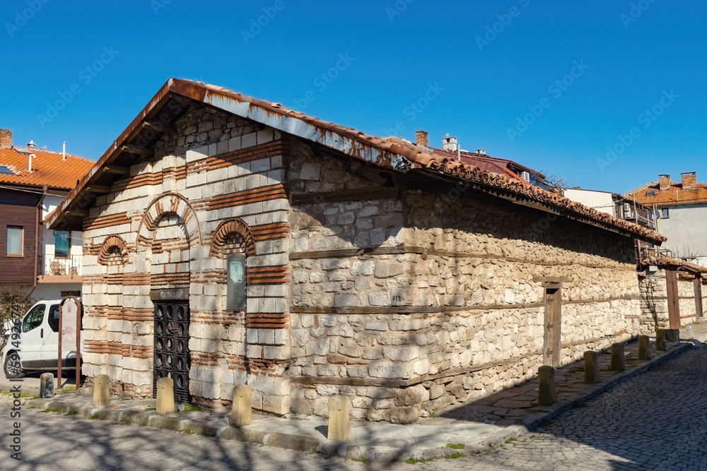 Nessebar old town street view, old stone and wooden houses in Nessebar, UNESCO Heritage site, Bulgaria Nessebar old town street view, old stone and wooden houses in Nessebar, UNESCO Heritage site, Bulgaria