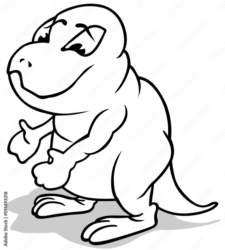 Drawing of a Funny Dinosaur with a Fat Belly Drawing of a Funny Dinosaur with a Fat Belly