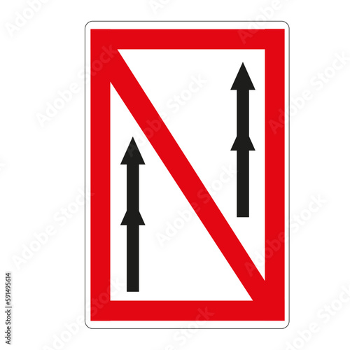 Panneau code de la navigation en eaux intérieures: Interdiction de dépassement de convois et de bateaux à couple