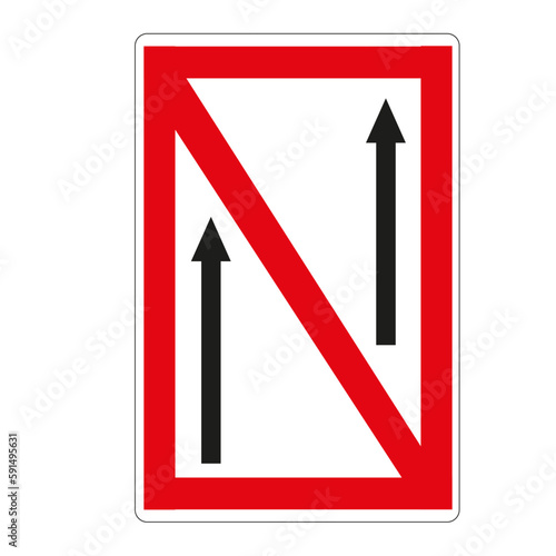 Panneau code de la navigation en eaux intérieures:  Interdiction de dtous dépassements