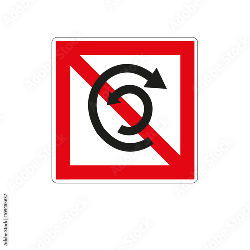 Panneau code de la navigation en eaux intérieures: Virage interdit