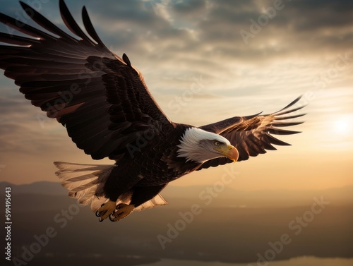 A majestic eagle soaring high in the sky