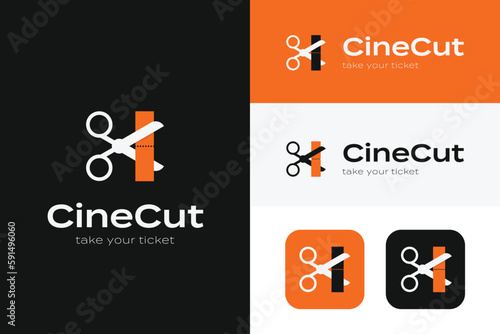 Online ticket platform logo design vector