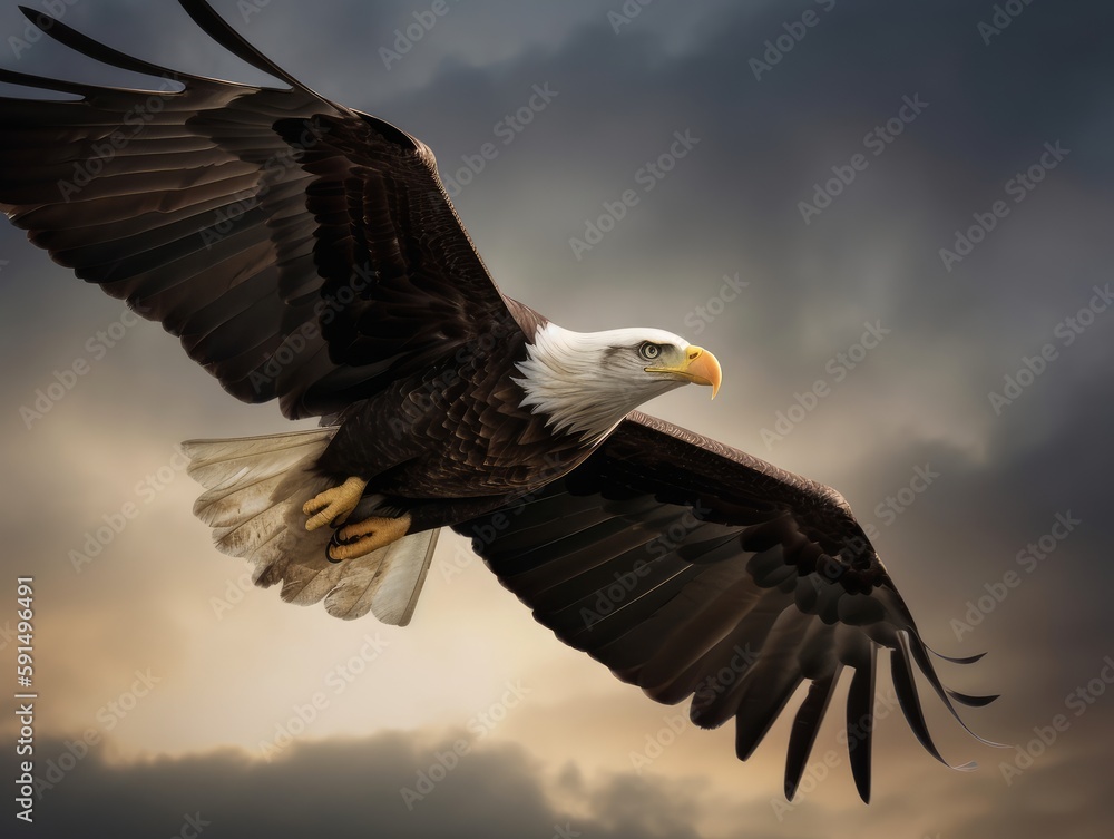 Obraz premium A majestic eagle soaring high in the sky