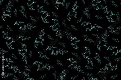 Style Seamless pattern with Tree Branches. Wallpaper with Bamboo branch. Endless ornament with asian plant. Wrapping paper with plant. Bed linen and textile print. Vector illustration.