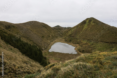 Wallpaper Mural lake on mountains and ocean, Sao Miguel, Azores, Portugal Torontodigital.ca
