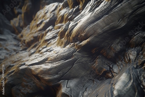 A close-up of a natural rock formation or geological feature, Generative AI
