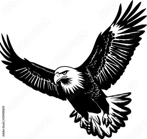 Illustration of eagle in drawing stencil style.