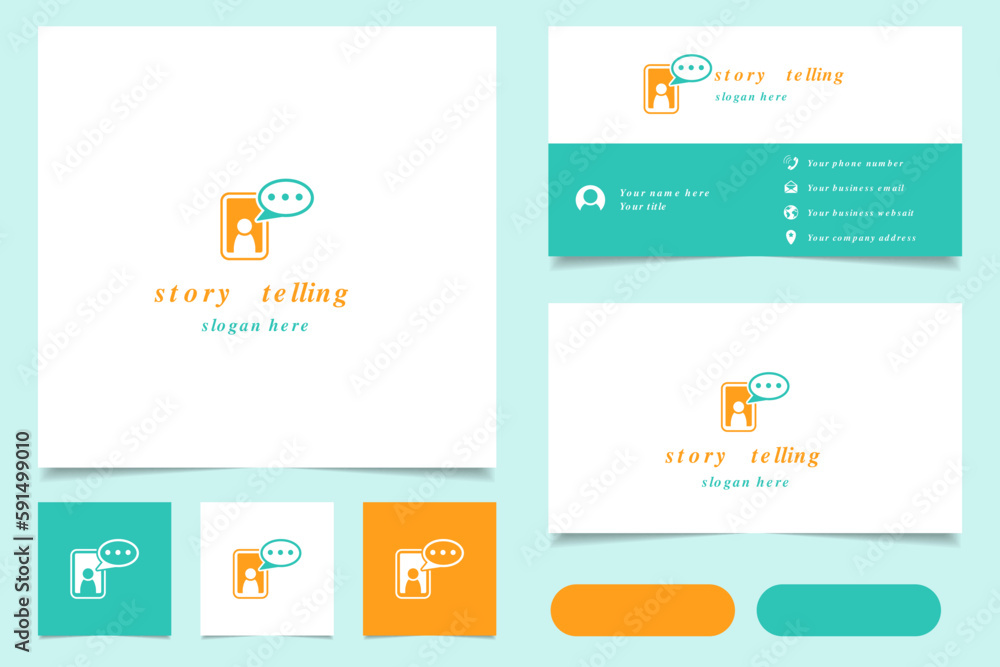 Story telling logo design with editable slogan. Branding book and business card template. Story telling logo design with editable slogan. Branding book and business card template.