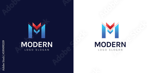 M letter logo design template with gradient color (ID: 591499209)